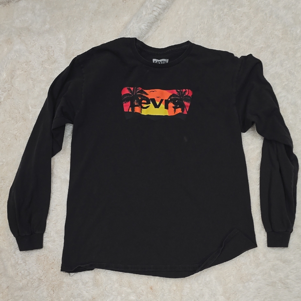 Levi's Black Shirt with Vibrant Sunset Design